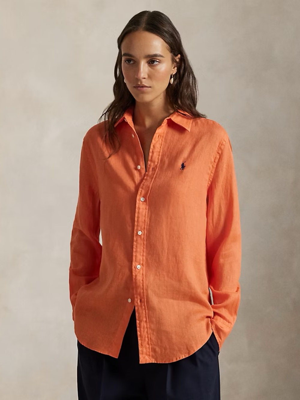 Polo Classic Fit Linen Shirt - True Orange
